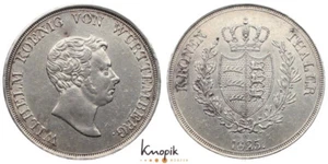 Württemberg, Guillermo I, Kronentaler 1825, Stuttgart, Jaeger 55, 29,27 g., ss+ - Imagen 1 de 1