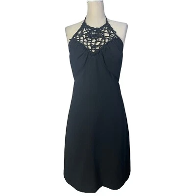 White House Black Market Halter Dress Sleeveless Party Cocktail Black 12 - Image 1 of 4