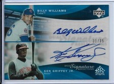 2005 UD REFLECTIONS KEN GRIFFEY JR. & BILLY WILLIAMS DUAL AUTOGRAPH AUTO #D/35