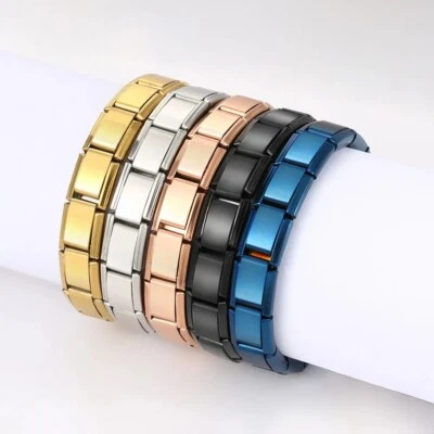 Italian Charm Bracelet Stainless Steel Unisex Jewelry Gold Silver Black Blue - Image 1 of 4