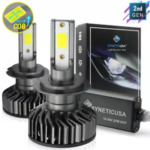 Syneticusa H7 LED Headlight Kit 6000K White High Beam Bulbs 54w 5000lm - Picture 1 of 10