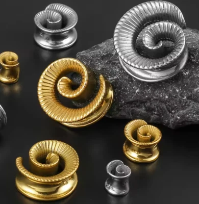 8mm - 16mm Spiral Snail Shell Retro Expander Earing Gauge Tunnel Earplug Plugs - Image 1 of 4