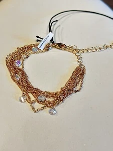 Baublebar Arisca Multi Layered Bracelet Gold Tone W/ Iridescent Hanging Crystals - Picture 1 of 3