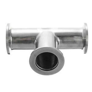 KF10 KF16 KF25 KF40 KF50 Vacuum Sanitary Fitting Tee 3 Ways SUS304 Stainless @ - Foto 1 di 7