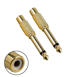 2x 6.35mm 1/4" Mono Male Jack to RCA Female Plug Audio Adapter Cable Conver-wl - Picture 1 of 6
