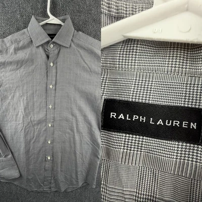 Ralph Lauren Black Label Italy 15 Gray Glen Plaid Button Up Shirt French Cuff - Image 1 of 4