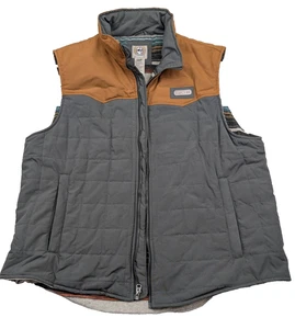 Cinch Quilted Vest Jacket Mens 2XL Gray Brown Aztec Lining Mock Neck Full Zip - Picture 1 of 9