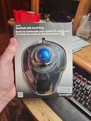 Kensington 72337 Left/Right Hand Orbit Trackball w/Scroll Ring - Black/Blue New - Image 1 of 4