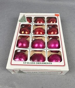 12 Vintage MCM Essex Franke USA Quecksilber Glas Rot & Magenta Weihnachtsschmuck - Bild 1 von 14