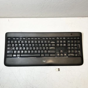 Schwarze "LOGI" Logitech K800 wiederaufladbare kabellose beleuchtete Tastatur mit Dongle - Bild 1 von 6