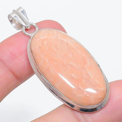 Colgante Joyería Aventurina Naranja Natural Plata de Ley 925 2.21" Regalo g885 Foto 1 de 4