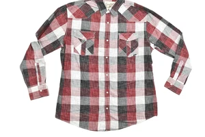 Coastal Plaid Snap Button Western Shirt Regular Size XXL Red Black Cotton Blend - Picture 1 of 8