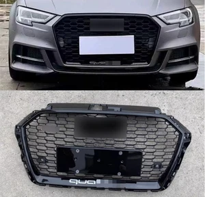 For AUDI A3 S3 RS3 2017 2018 2019 2020 Honeycomb Front bumper Grille grill black - Picture 1 of 4