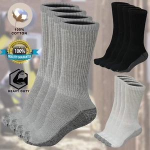 Herren Stiefel Crew Arbeitssocken atmungsaktiv schützend rutschfest 100 % Baumwolle UK 6–11 - Bild 1 von 10
