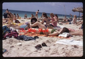 Black guy with Afro sunglasses pretty girl bikini Spring Break 1972 35mm slide - Picture 1 of 1