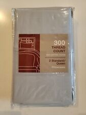 2 Bed Bath & Beyond Solid Blue Standard / Queen Pillowcases 300 Thread Count