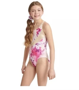 New Justice Girls Floral Dance and Gymnastics Leotard & Scrunchie Size XL 16-18 - Picture 1 of 4