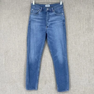 Jeans AGOLDE donna 27 blu Nico vita alta slim bottoni mosca lavaggio leggero elasticizzato - Foto 1 di 15