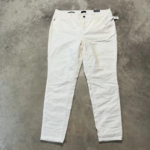 Talbots Corduroy Pants Womens 14 Ivory Jegging High Waist Skinny Leg Ankle - Picture 1 of 12