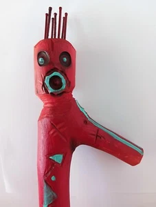 Navajo Artist Leland Holiday Paint on Carved Wood Man Original 11 inch Signed - Imagen 1 de 11