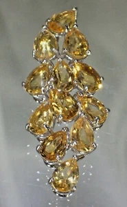 6x4mm Rich AAA Yellow Citrine 14K Gold Plated on .925 Silver Pendant #1441 - Picture 1 of 3