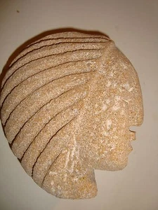 Statue head Maya Inca, limestone h-5" w-4" - Picture 1 of 3