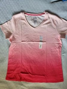 NWT Croft & Barrow Women's Classic Tee V-neck T-shirt Pink Fade Sz XL - Picture 1 of 4