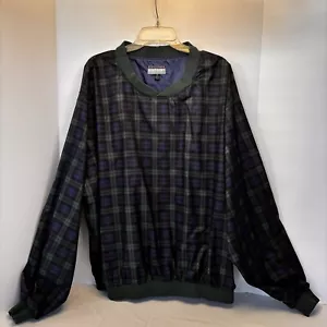 Highlander Windshirt Golf Windbreaker Blue Green Plaid Pullover Sz XL - Picture 1 of 10