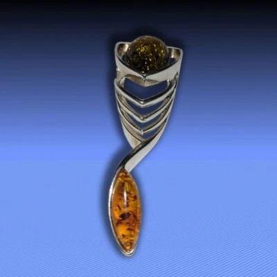 Nobile Ambra Rimorchio, 2 Colorato, IN 925 Argento Prese Ca 5 CM - Immagine 1 di 2