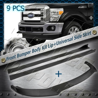 Para Ford F250 F350 F450 Super Duty 2011-2016 parachoques delantero labio + faldón lateral 9 piezas Foto 1 de 4