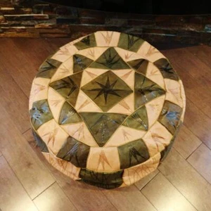 14" High X-Large Egyptian Handmade REAL LEATHER OTTOMAN Footstool Chair Pouf_NEW - Picture 1 of 5