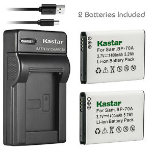 Kastar Battery + Charger for Samsung BP70A PL120 PL170 PL20 PL200 PL80 PL81 WP10
