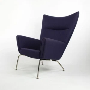 2015 Hans Wegner for Carl Hansen & Son Wing Lounge Chair Model CH445 Blue Fabric - Picture 1 of 10