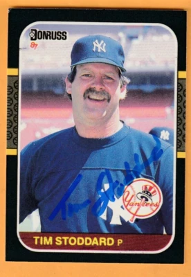 Tim Stoddard New York Yankees AUTO Signed 1987 Donruss NC State Wolfpack - Image 1 of 2