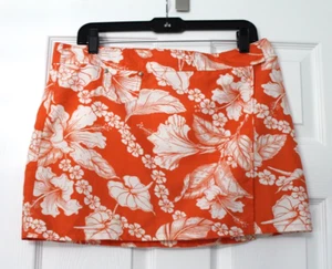 Tommy Bahama Tropical Floral Hawaiian/Beach/Resort Wrap RIP Skirt Orange Sz M - Picture 1 of 4