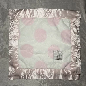 Little Giraffe Blankey Pink Circles Dots Satin Trim Security Blanket Soft Lovey - Picture 1 of 5