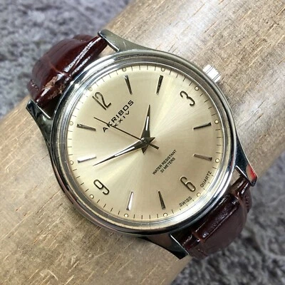 Akribos XXIV Hombre AK539BR Vestido Marrón Cuero Cuarzo Analógico 40mm Reloj 7 3/4" Foto 1 de 4