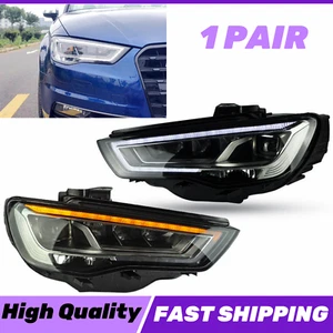 PAIR LED Headlights DRL Sequential Turn Signal Assembly For Audi A3 8V S3 13-16 - Picture 1 of 12