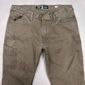 Ariat Jeans Men 38x30 Green Rebar M4 Canvas Pant Straight Workwear Cargo Utility - Picture 1 of 23
