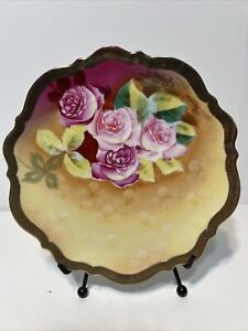 American Beauty Germany Hand Painted 7.5” Plate C.T. Porcelain signed- Gorgeous