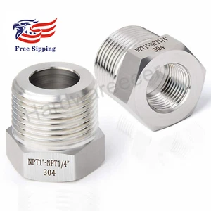 2PCS Stainless Steel Reducer Hex Bushing Fitting 1" Male NPT X 1/4" Female NPT - Picture 1 of 3