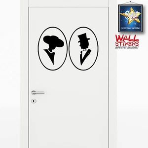 Adesivi porta bagno wc toilette elegante indicazione woman man wall sticker - Picture 1 of 3