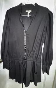 BCBGeneration Black Long Sleeve Button-Down Shorts Jumper Romper Classic Size 12 - Picture 1 of 8