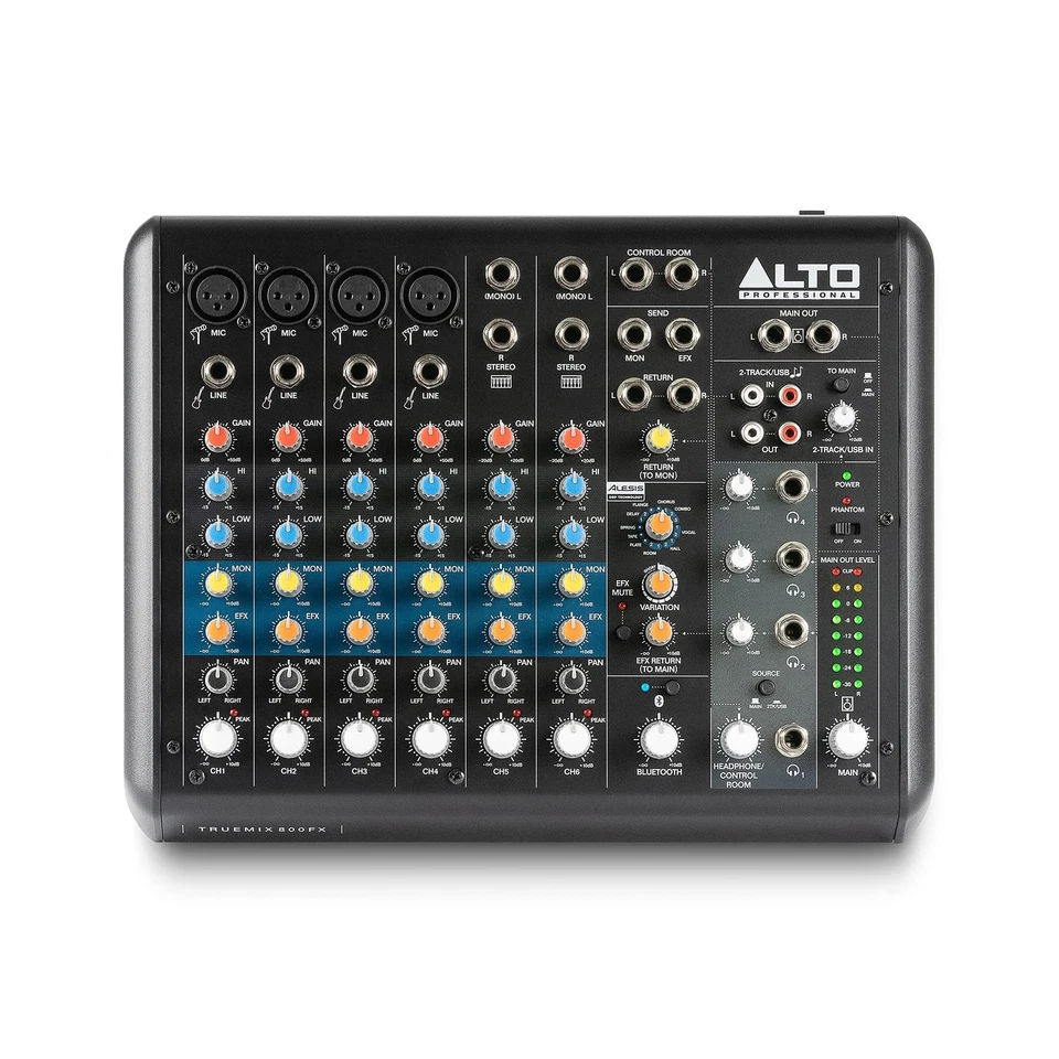 Alto TrueMix 800FX Audio Mixer with 4 XLR Mic Ins, USB Audio Interface and Bl... - Image 1 of 4