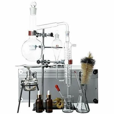 Lab 500ml Mini Glassware Essential Oil Extraction Distillation Distiller Kits - Image 1 of 4