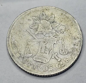 1879 Go S Mexico Silver 25 Centavos Coin Guanajuato Mint - Picture 1 of 9