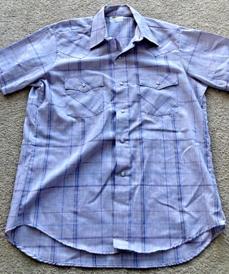 VTG Key Imperial Short Sleeve Button Up Purple 16 1/2 - Image 1 of 4