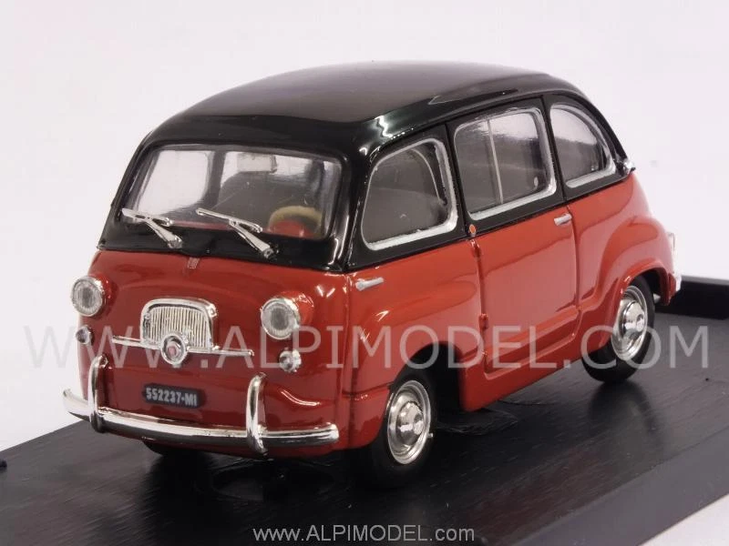 Fiat 600 D Multipla 1960 Nero-Rosso Corallo 1:43 BRUMM R333-08 - Immagine 1 di 1