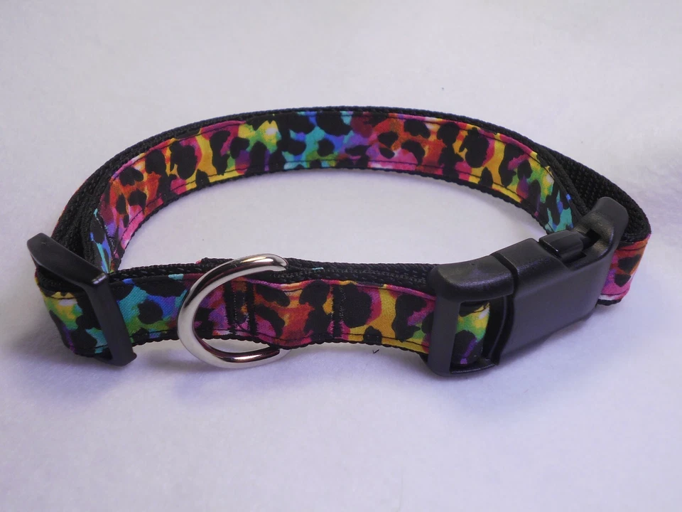 J & J ANIMAL PRODUCTS, SOUTH Rainbow - Cheetah 1" Adj Dog Collar