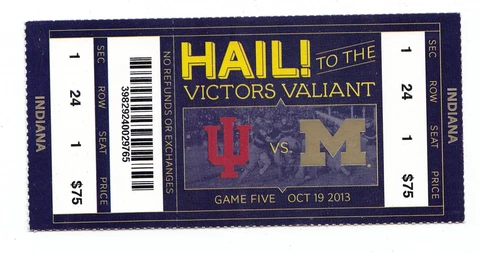 2013 MICHIGAN WOLVERINES VS INDIANA HOOSIERS FOOTBALL TICKET STUB 10/19/13 Cover